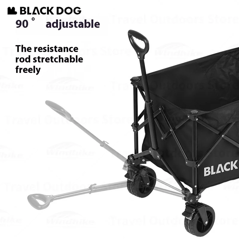 

BLACKDOG 320L Camping Cart Large Capacity Folding Wagon Outdoor Carbon Steel Handcart Adjustable Brake Trolley 600D Oxford Cloth