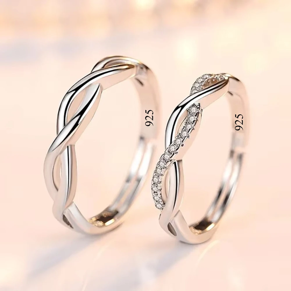 2pcs 925 Sterling Silver Zircom Luxurious For Women Man Exquisite Student Girlfriend Silver Jewelry Accessories Wedding