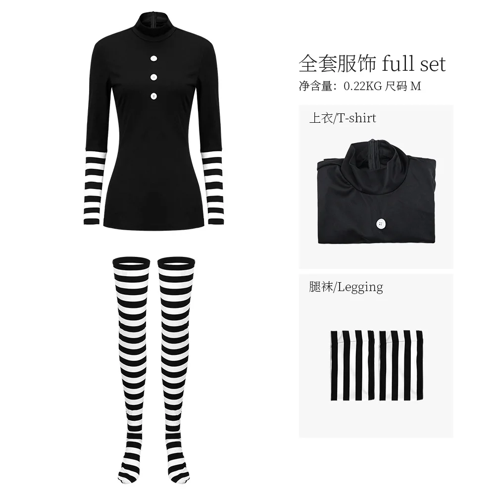 Game Nights Marionette Cosplay Costume Dress Women Fantasia Black Mini Dress With Stockings Women Halloween Party Outfits view 5