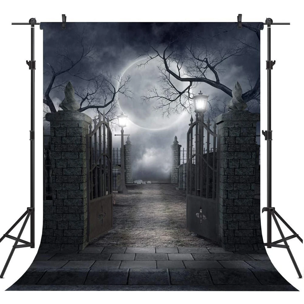 Halloween Photo Background Nightmare Before Christmas Zombie Themed Party Decor Horror Moon Night Backdrop for Photography Props