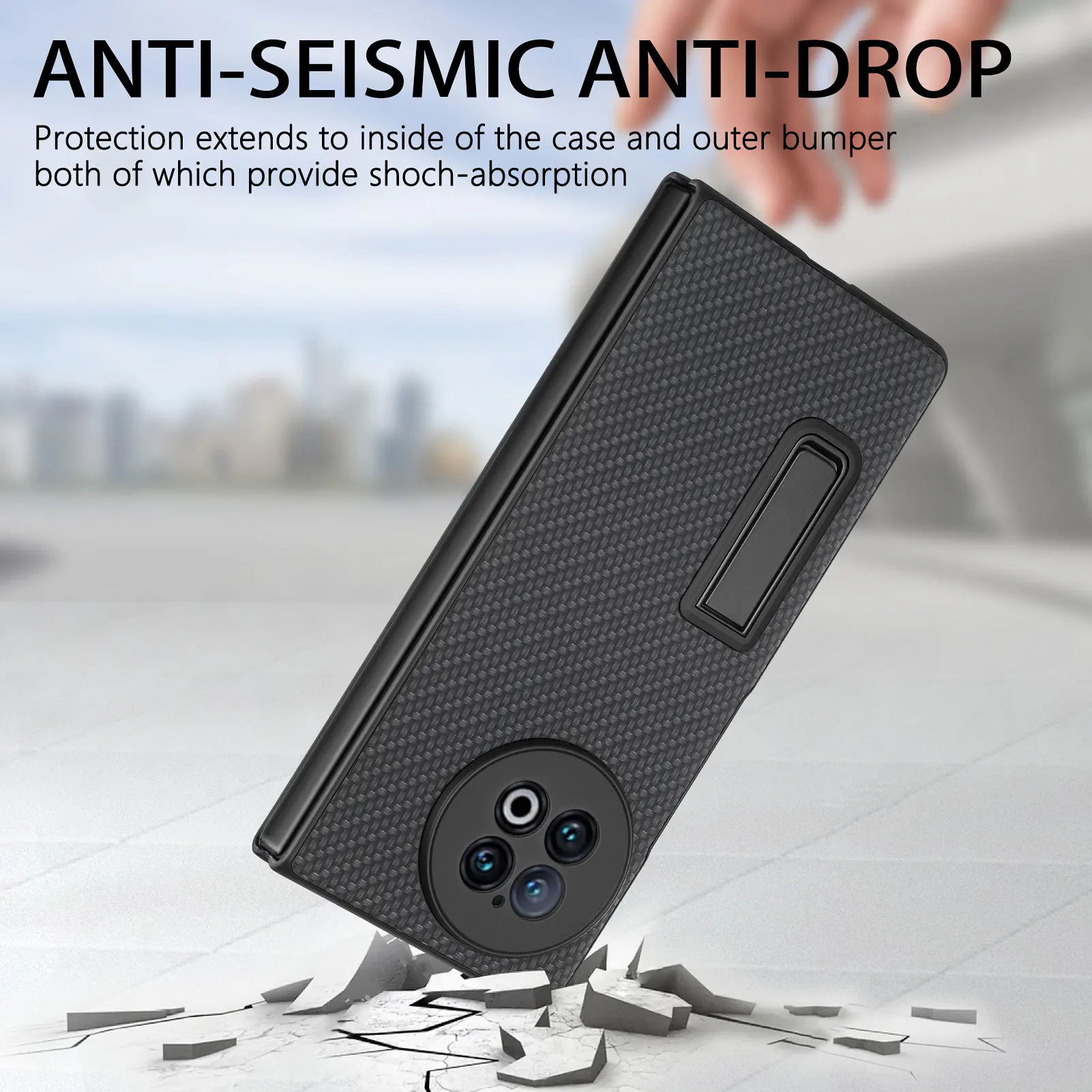 Fiber Texture Folding Screen Phone Case For Vivo X Fold 2 Stand Shockproof With Screen Protector Cover Protection Accessories