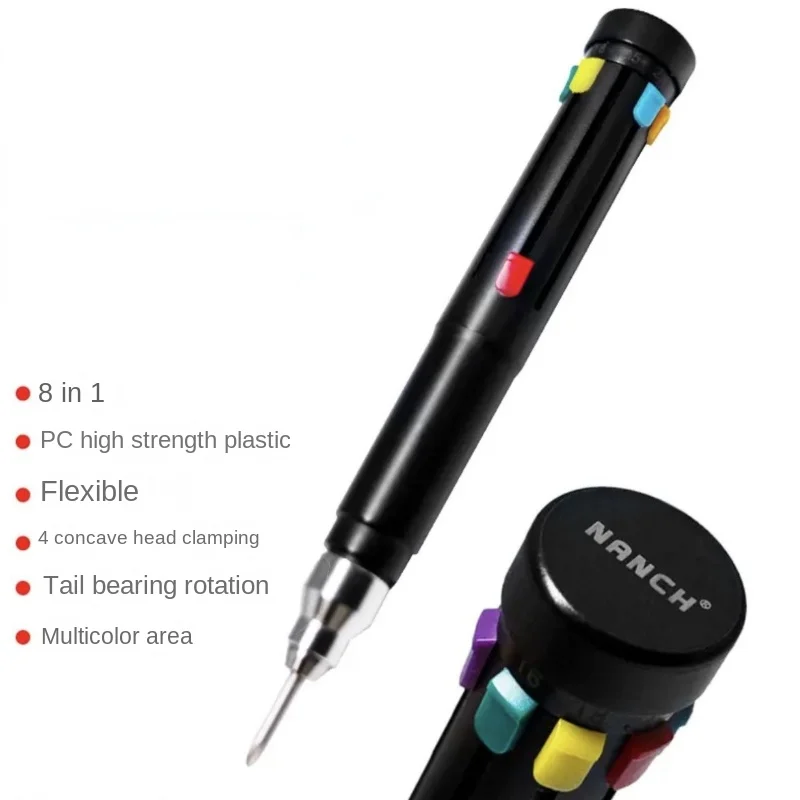 Youpin NANCH Metal Pen Style 8 in 1 Interchangeable Head Pen Style Screwdriver Manual and Automatic Electric Screw Driver Tools