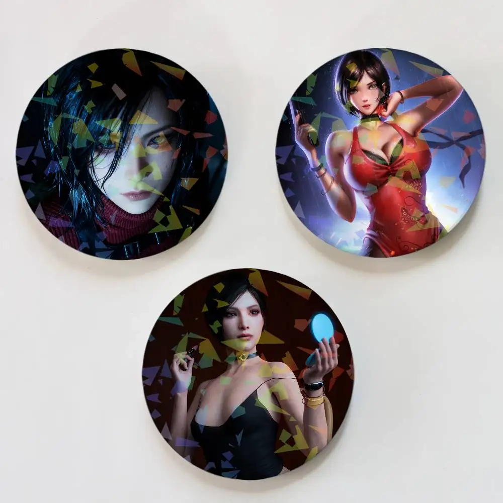 R-Resident Evil Ada Wong Round Exquisite Laser Badge Brooches Creative Pins For Clothes Hat Backpack Gift Accessories