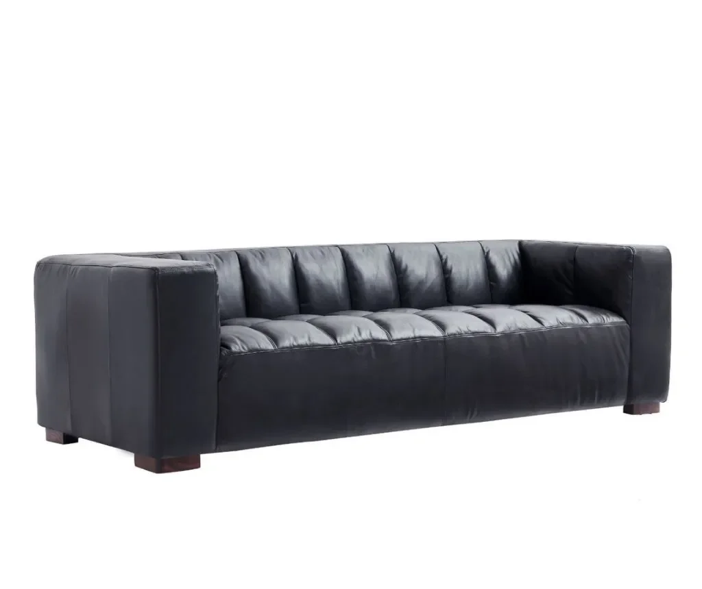 

Top Quality Living Room Modern 3 Seater Luxury Black Real Leather Sofa