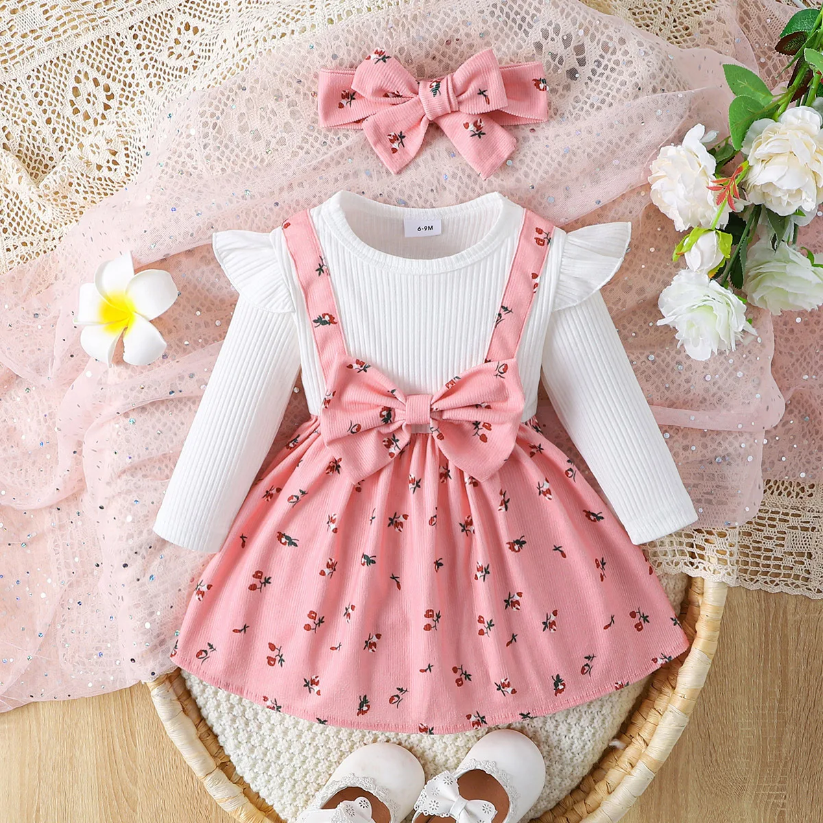 2pcs Baby Girl Floral Print Combo Dress with Headband Set Casual/Outdoor  Elegant Hyper-Tactile / 3D Sweet