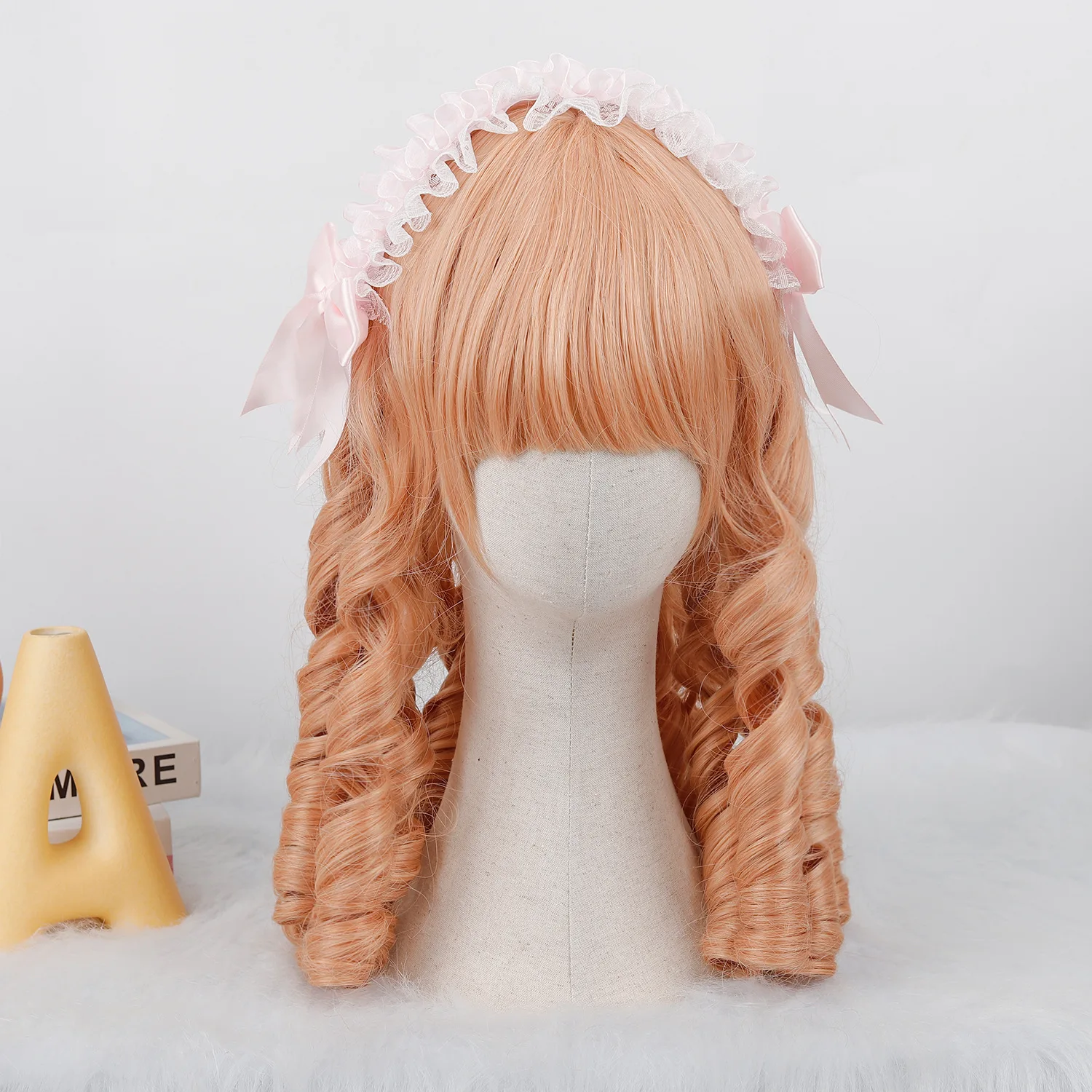 Platinum Blonde Roman Roll Wig Vintage Lolita Wig Regency Ringlet Long Curly Synthetic Hair for Tea Party
