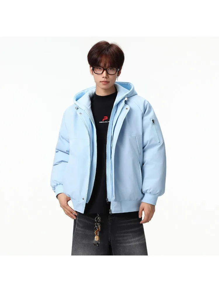 

2025 New Unisex Fake Two-Piece Bomber Jacket Workwear Style Hooded Thickened Quilted Cotton Coat Winter Warm Parka