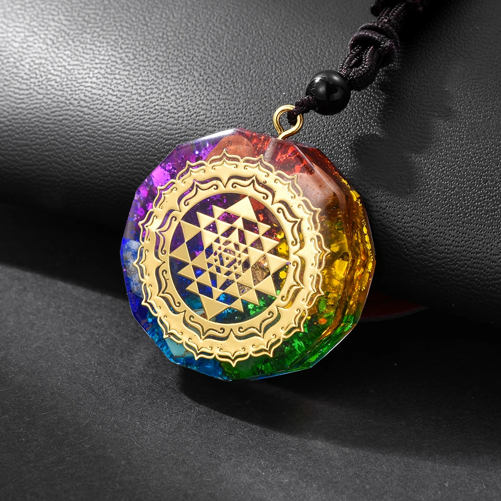 7 Chakra Crystal Orgone Energy Pendant Necklace Healing Geometry Resin Natural Stone Jewelry For Men Women Party Gift