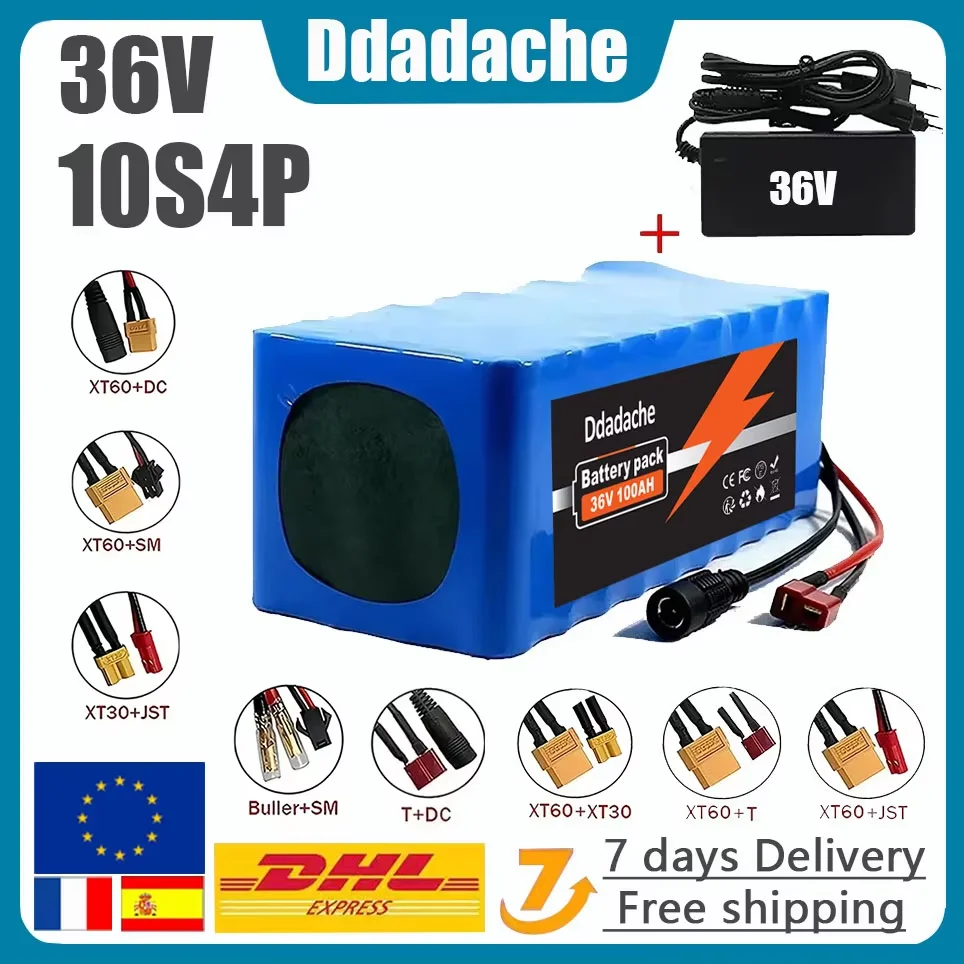 Scooter électrique 10S4P, batterie au lithium 100000mAh 36v, pack de batteries 18650, 36V 100Ah, batterie de scooter électrique 36v