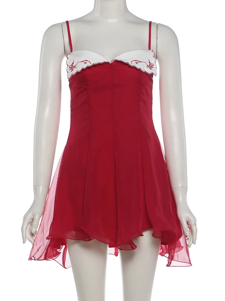 Weird Puss Kleid mit tiefem Ausschnitt, ärmellos, rückenfrei, Blumenmuster, Rüschen am Saum, figurbetont, Sommer, neuer Trend, Party, klassisch, Bodycon – Detail 3