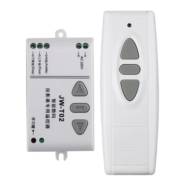 

JW-T02 AC 220V Motor Wireless Remote Control Switch UP Down Stop Tubular Motor Controller Motor Forward Reverse TX RX Latched