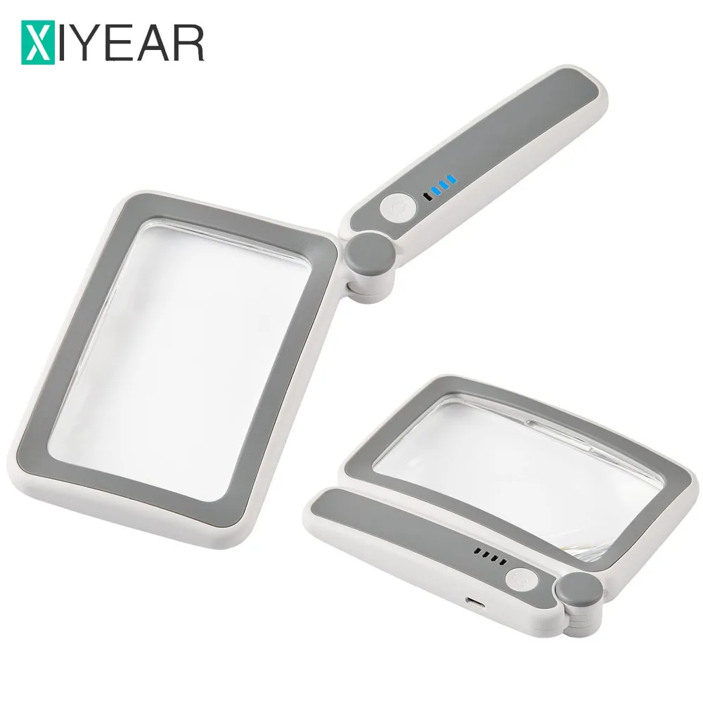 4X Magnifying Glass Folding Handheld Led Illuminated Rechargeable Magnifier With 10 LED Lights Large Hand Magnifiers For Jewelry