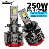 Infitary H7 H4 LED Car Headlight 250W CANBUS Lamp H11 HB3 9005 HB4 9006 H8 H9 30000LM Bulbs Double Copper Tube Lights for Auto