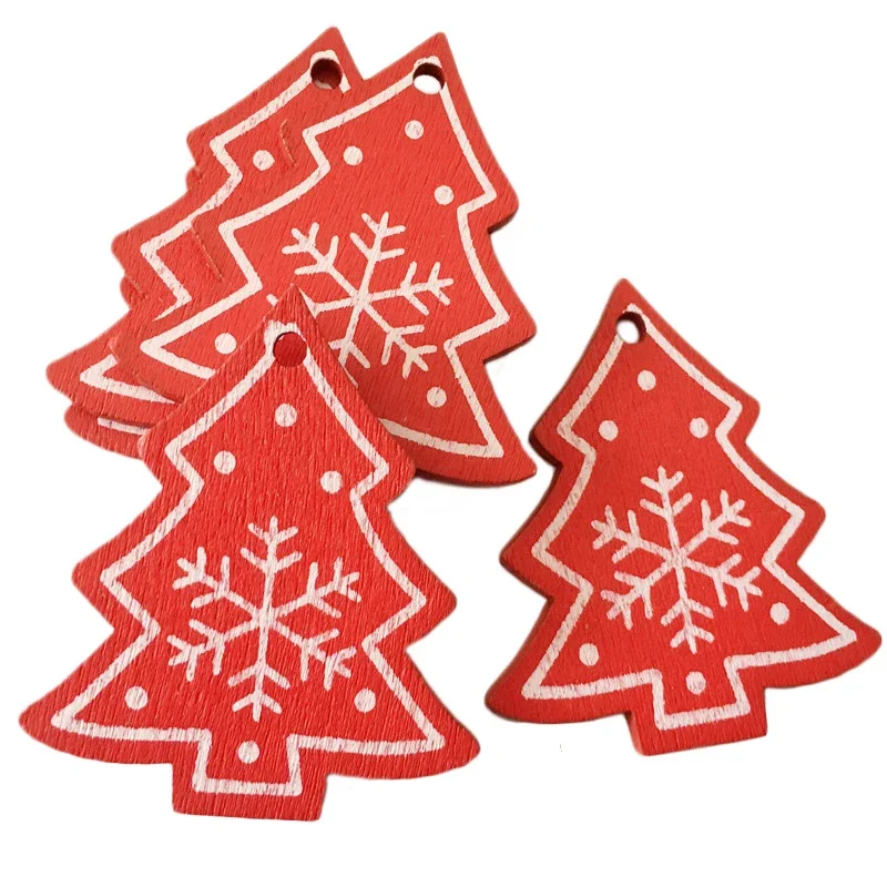 10pcs/set Christmas Wooden Snowflake Wood Slices Ornaments for Holiday Christmas Tree Pendant Ornaments Hanging Decoration