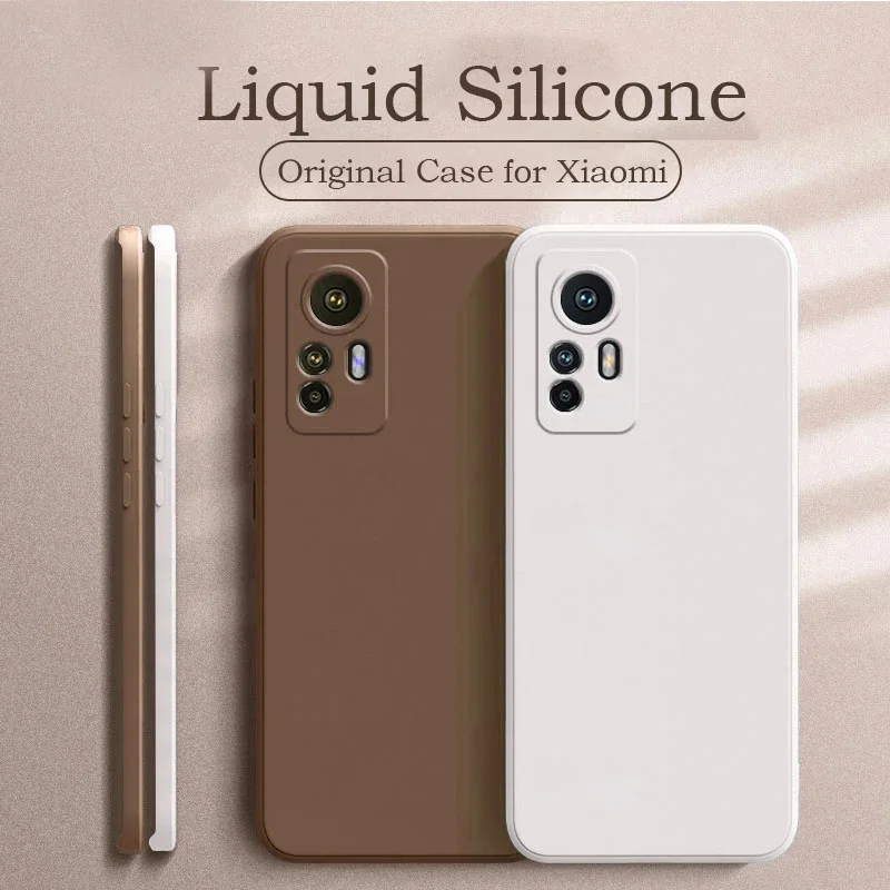 Luxury Original Liquid Silicon Case for Xiaomi Mi 12 lite 12X 11T 10 T Lite Redmi Note 11 10T 9S Pro Poco X3 F3 M4 5G Soft Cover