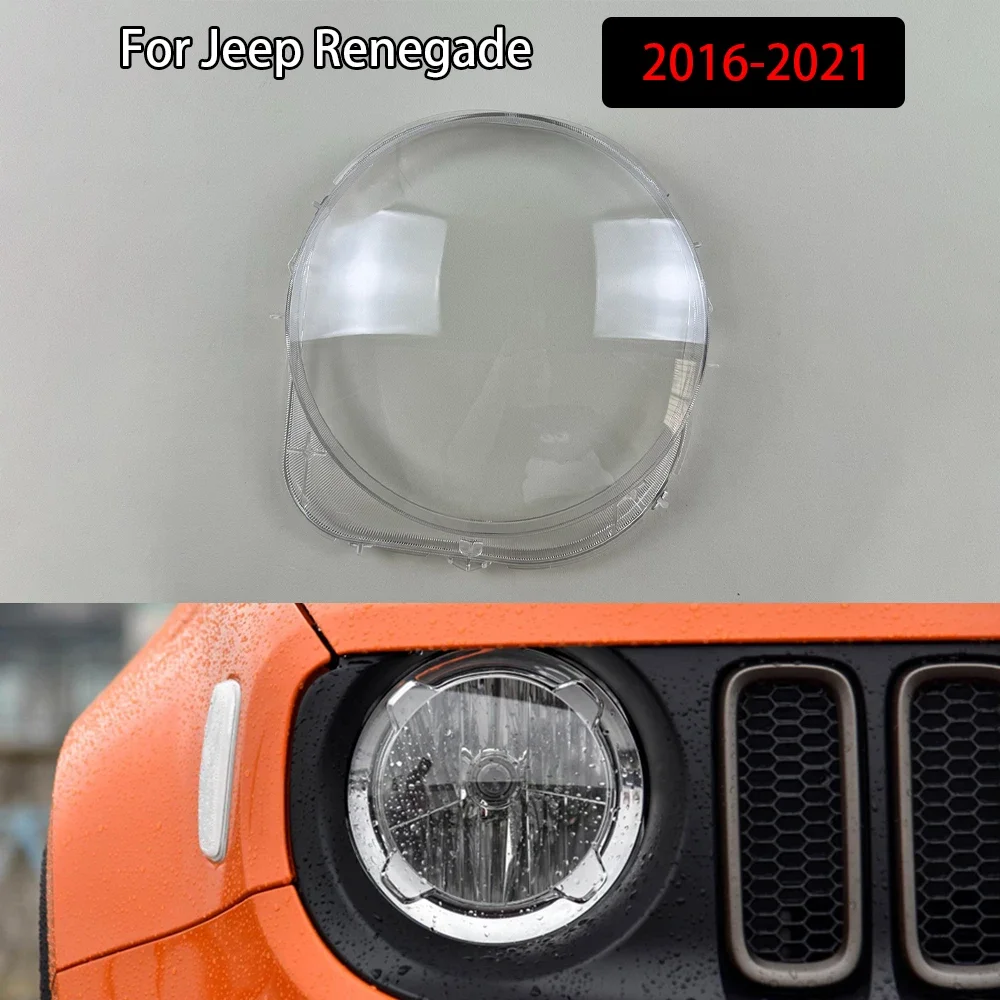 

For Jeep Renegade 2016-2021 Car Front Headlight Lens Cover Clear Car Light Glass Shell Plexiglass Replace Original Auto Gadgets