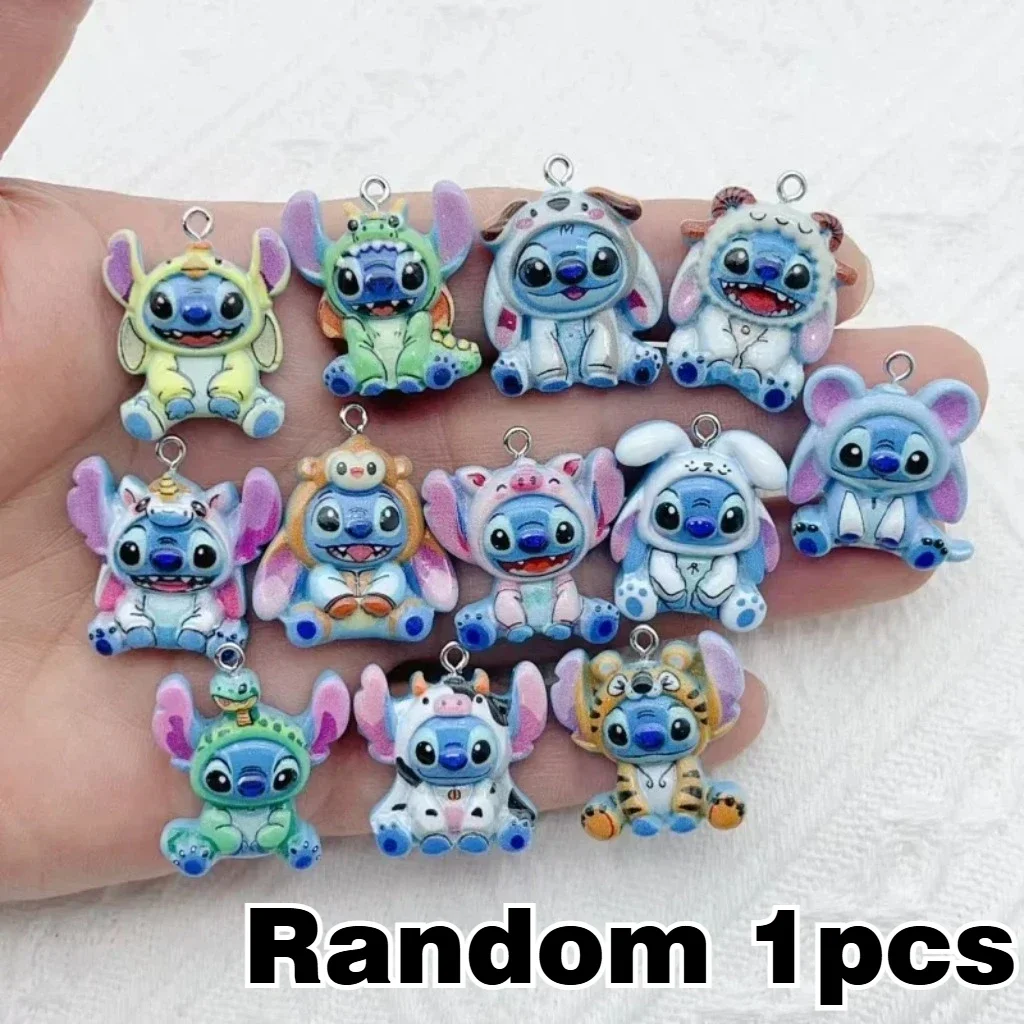 1/12 STUKS voor Stitch Hars Dierlijke Sieraden Charms Cartoon Nieuwe Sleutelhanger DIY Oorbellen Ketting Maken Ambachten Hanger Accessoires Speelgoed