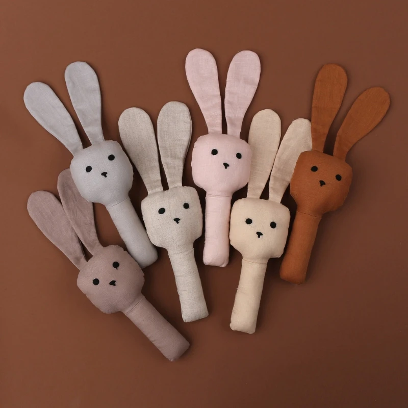 

Baby Hand Bell Musical Toy Plush Rabbit Rattle Lovely Soft Ring Crib Ornament Infant Teether Grab Ability Montessori Toy