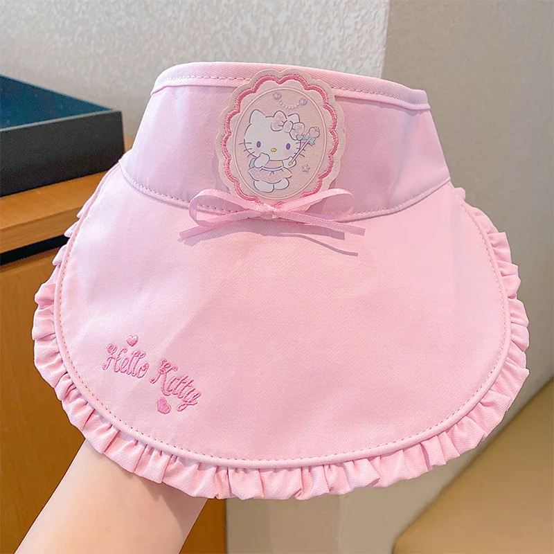 سانريوس مرحبا كيتي كورومي الأطفال سقف فارغ واقية من الشمس قبعة قبعة الشمس قبعة الشمس ألفين وخمسون وعشرون حافة كبيرة جديدة