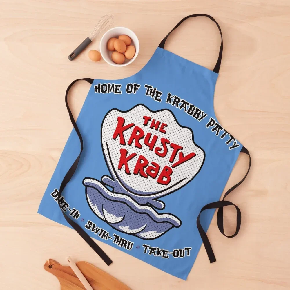 

Krusty Krab Halftone Apron Kitchen For Man restaurant accessories Home and kitchen products Kids Apron