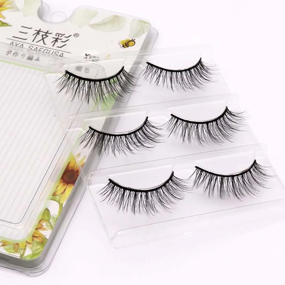 Longue durée cils épais fausse Fiber outil de maquillage des yeux grands yeux cils Faux cils croix Faux cils Extension de cils