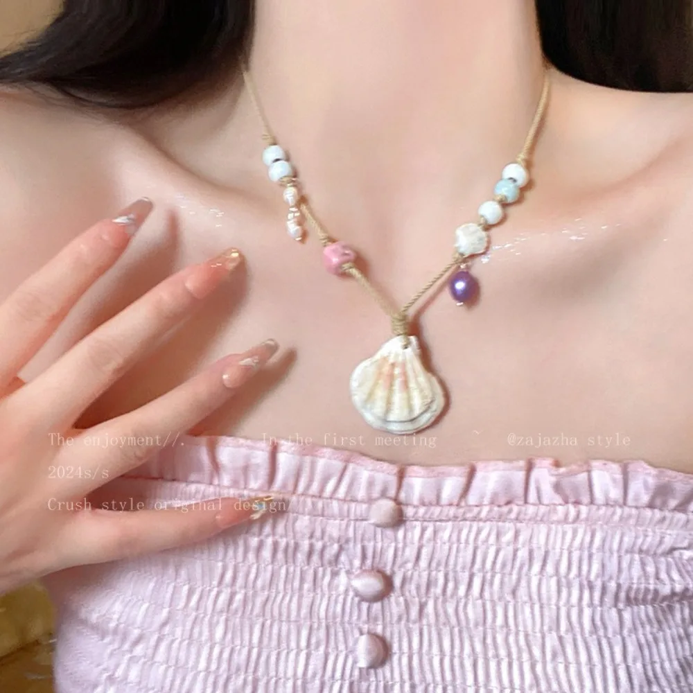 New Shell Seaside Style Sea Star Beads Neck Chain Handmade Bohemian Jewelry Accessories Summer