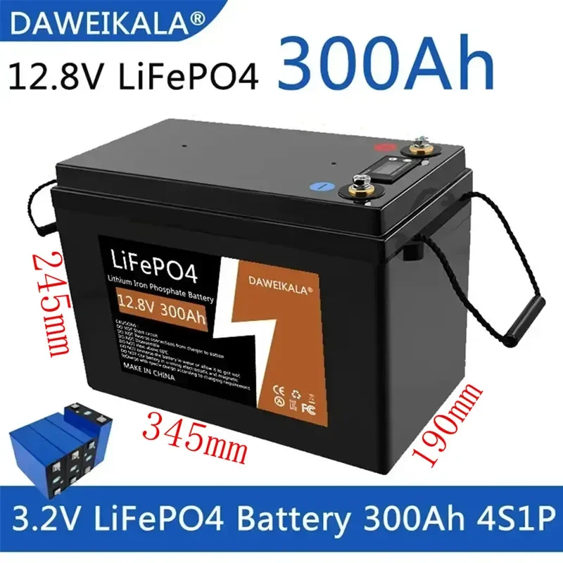 12V 300Ah LiFePO4 Battery BMS Lithium Power Batteries 4000 Cycles For 12.8V RV Campers Golf Cart Off-Road Off-grid Solar Wind