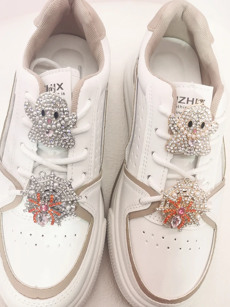 Jewelry Shoelaces Charms Bling Rhinestone Shoe Clips Buckle Accessories Women Sneakers Laces Decorations Xmas Halloween Decor
