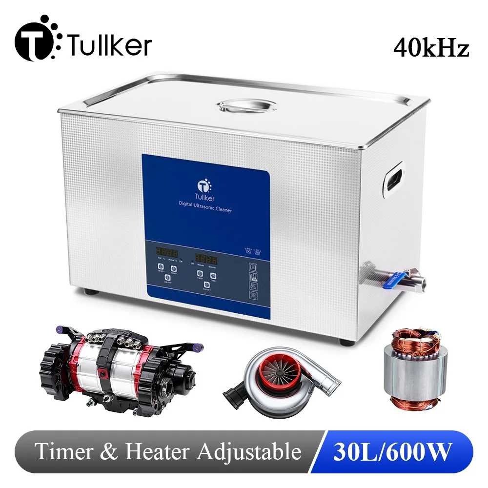 Tullker T-100S 30L Ultrasonic Engine Cleaner Bath DPF PCB Ultrasound Wash Metal Rust Oil Degreasing Ultrasound Cleaning
