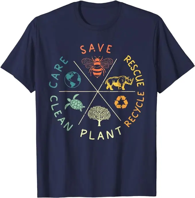 Save Bees Rescue Animals Recycle Plastic Earth Day Vintage T-Shirt Environmental Protection Saying Tee Cool Graphic Outfit Gifts