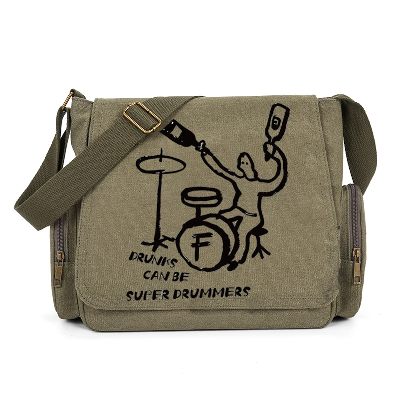 حقيبة كتف للجنسين بنمط مثير للاهتمام، حقيبة كروس من القماش متعددة الوظائف، حقائب للطلاب للتنقل