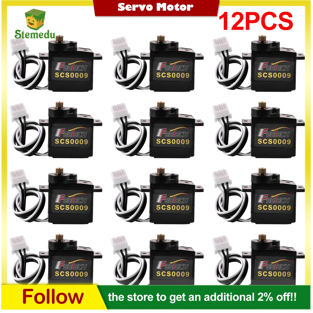 12PCS Feetech 2.3Kg SCS0009 Serial Micro Servo Single Shaft Servo TTL Level Feedback Mini Servo for Robot Arm & Finger Thumb