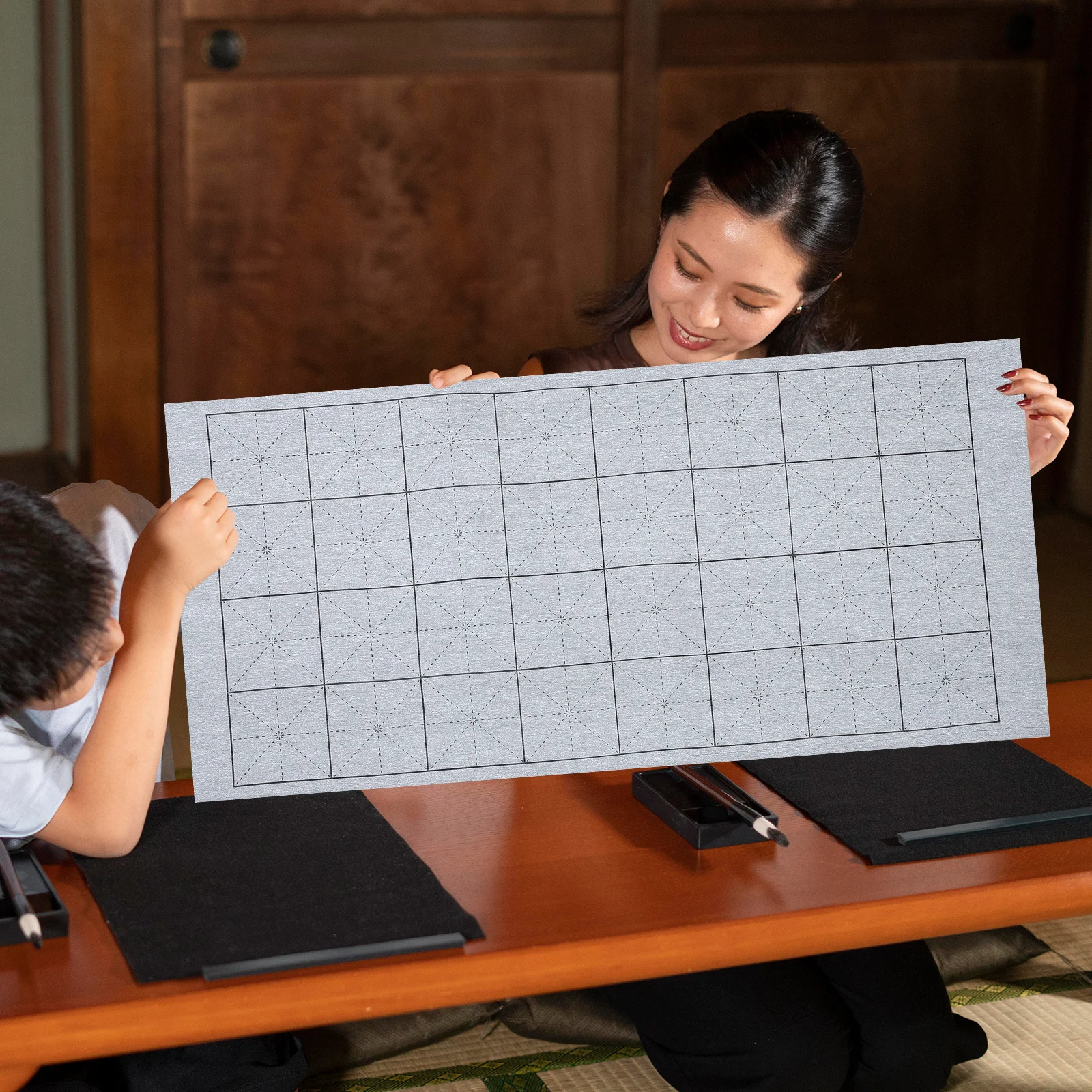 

3 Pcs Water Writing Cloth Chinese Calligraphy Practice Paper with Grid Mat Tools Training Drawing