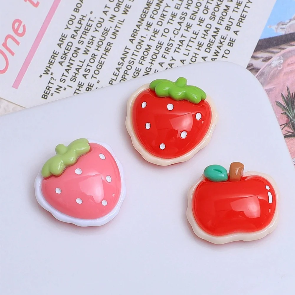 10PCS Shiny Fruit Biscuits Series Miniature Flat Back Resin Cabochons For Hairpin Scrapbooking DIY Home Decor Craft Accessories