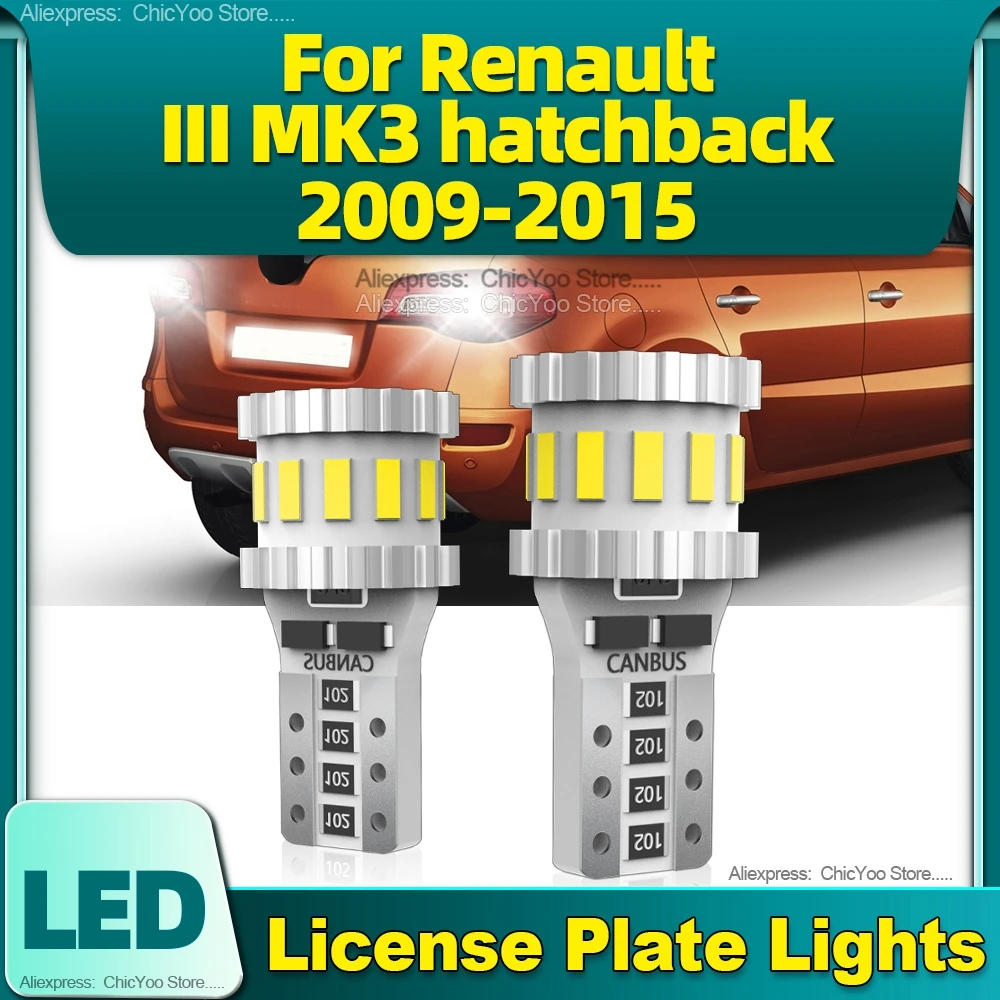 

2Pcs High Quality LED License Plate Light 6000K W5W T10 1000LM For Renault III MK3 hatchback 2009 2010 2011 2012 2013 2014 2015