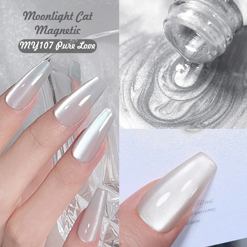 BORN PRETTY Esmalte em Gel Magnético Olho de Gato Branco Luar 10ml Semi Permanente com Glitter Magnético UV/LED Removível para Salão
