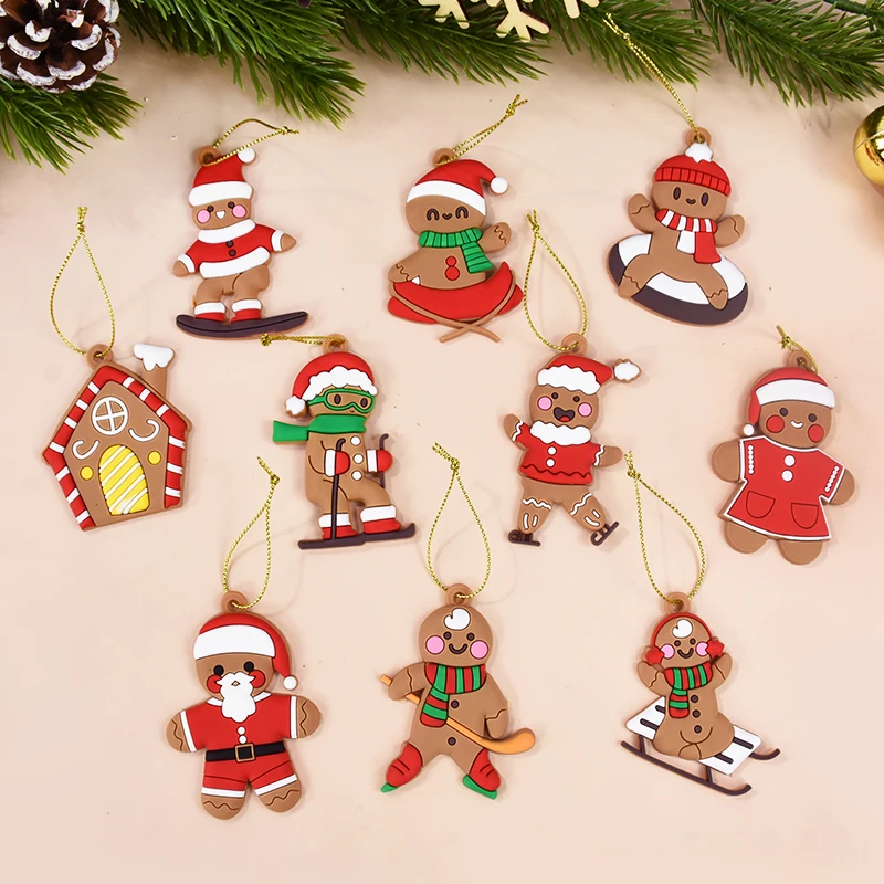 Christmas Gingerbread Man Christmas Tree Pendant Ornaments DIY Holiday Home Party Decor Supplies Happy New Year Children's Gifts