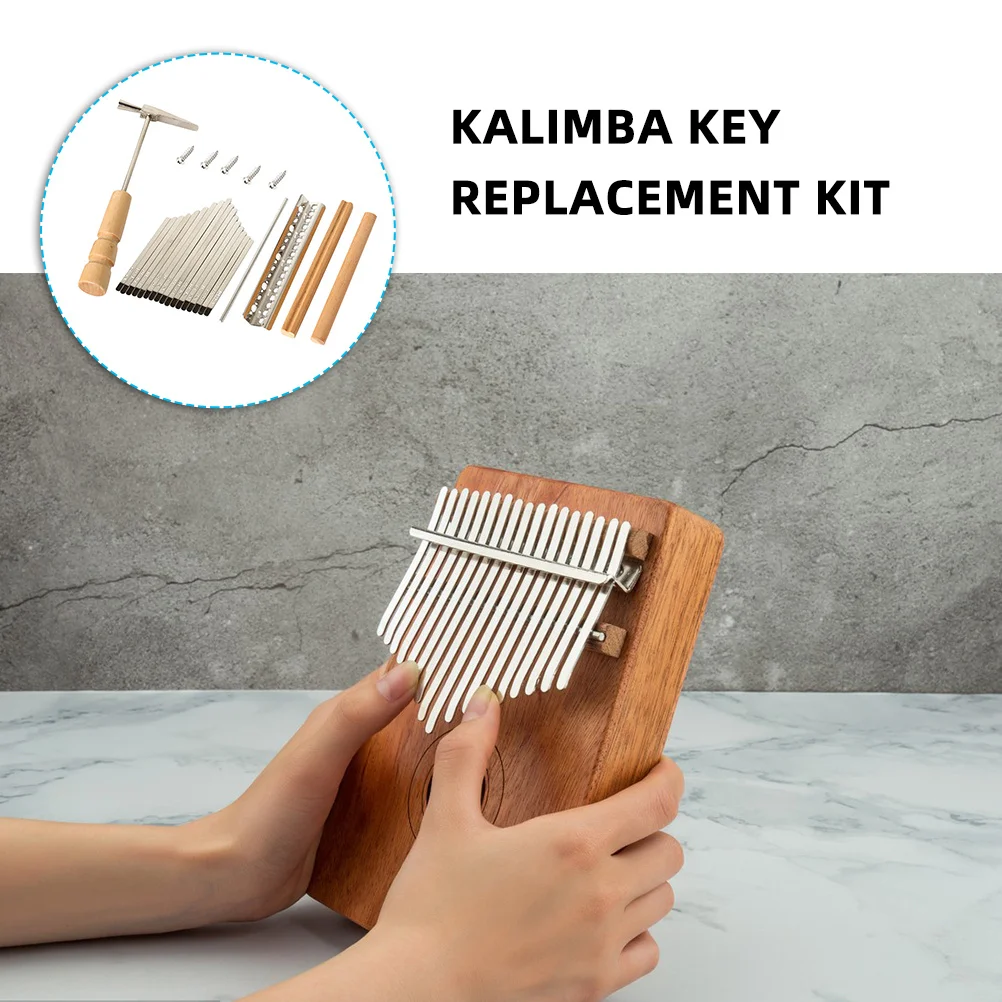

1Set Kalimba 17 Keys Thumb Piano Key Replacement Kit DIY Accessories Saddle Bridge Screws Tuning Hammer Set Kalimba 17 Keys