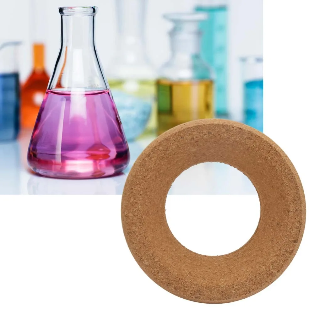 4 pcs，100 mm Cork Round Bottom Support 100mm Light Weight Flask Cork Mat Shock Tough Circular Shape Laboratory Flask Stand