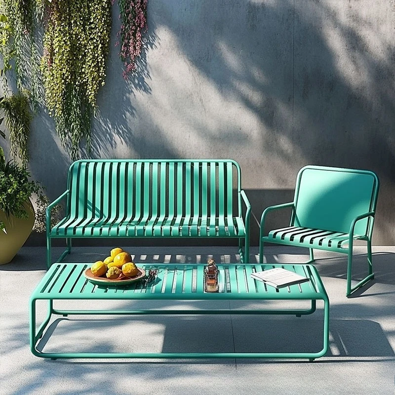 

Carbon steel outdoor tables and chairs, simple courtyard balcony Internet celebrity open air