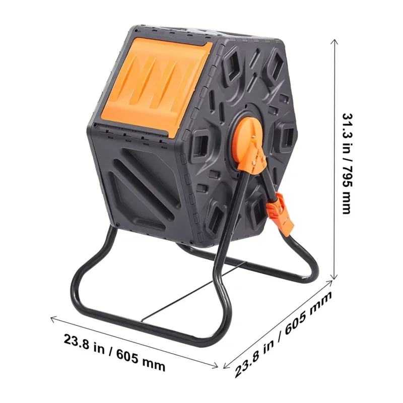 18.5 Gallon Compact Single Chamber Rotary Compost Drum BPA Free Small Steel Frame Compost Fermenter with Sliding Door