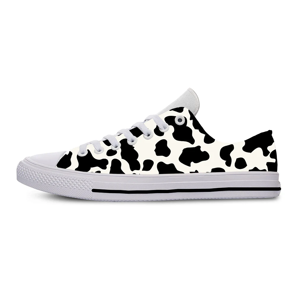 Hot Cool Cow Print Aesthetic Animal Funny Cute Fashion Casual Cloth Shoes Low Top Men Women Female Sneakers Latest Board Shoes