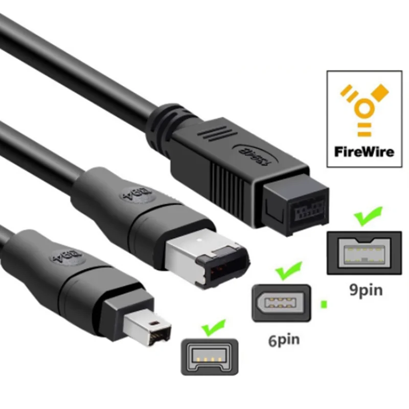 EEE 1394 FireWire 800 - FireWire 400 Cable 9pin To 9pin 6pin 4pin & 6pin 4pin To 4pin ILink IEEE 1394B Cable