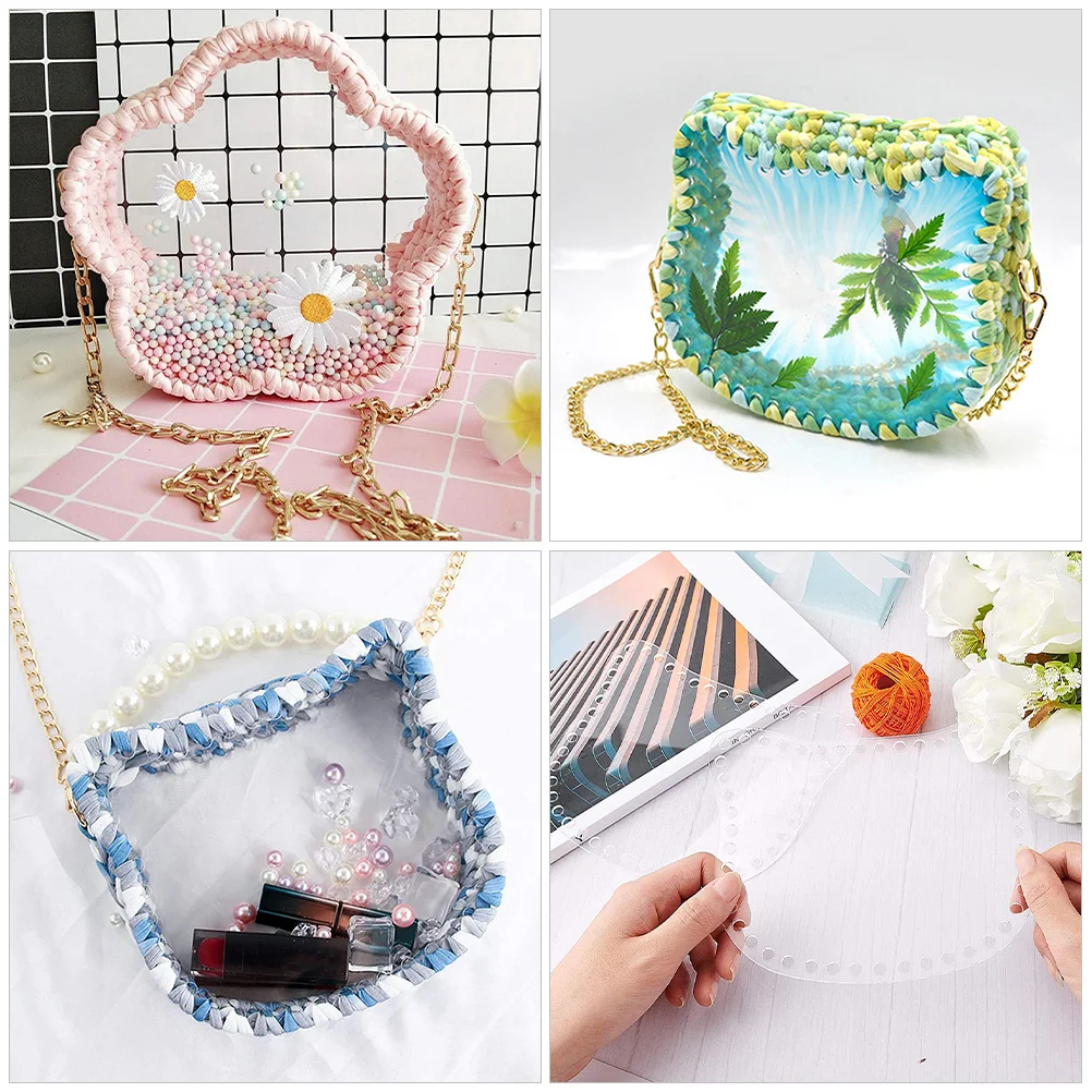 

4Pcs Crochet Bag Base Acrylic Handbag Shaper Practical DIY Storage Basket Weaving Bottom Board Decorative Base Board