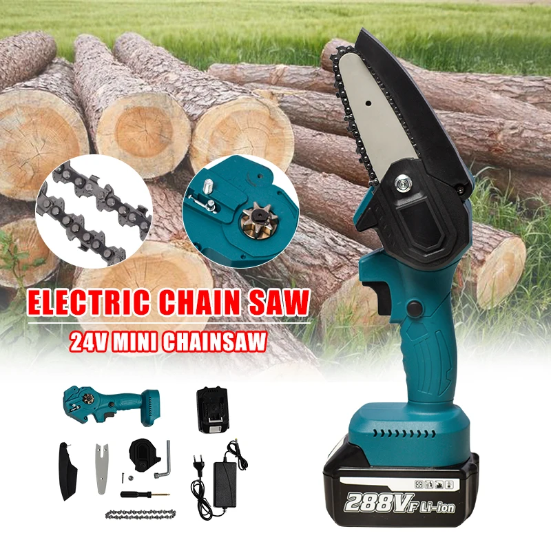 

550W 4 Inch 88V Mini Electric Chain Saw ChainSaw With Lithium Battery Woodworking Electric Pruning Saw One-handed Garden Tool