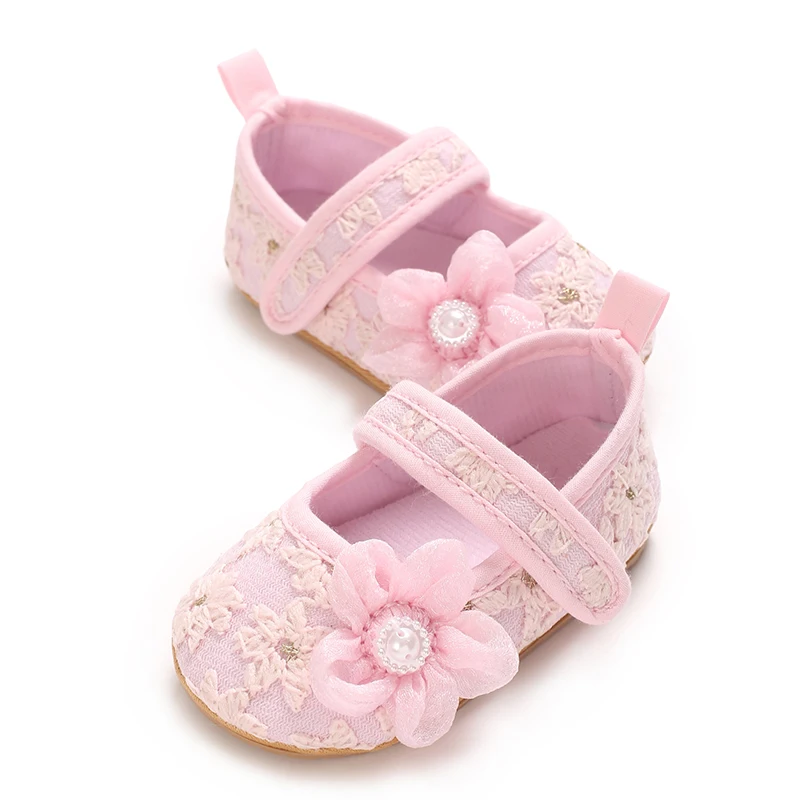 Nette Blume Baby Mädchen Prinzessin Schuhe 0-1 Jahre Alt Casual Anti Slip Bogen Frühling Herbst Weiche Sohle Für junge Kinder Ersten Spaziergang