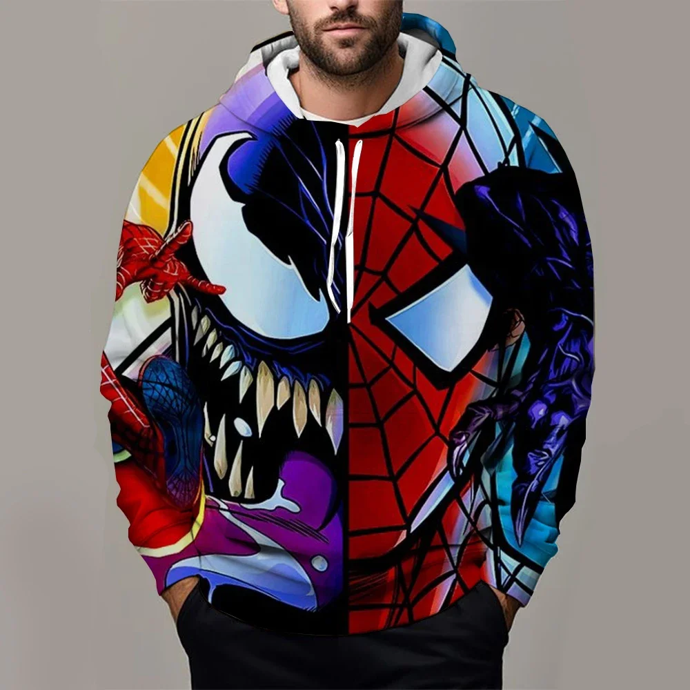 

Miniso moletom masculino do homem aranha meninos meninas moletom com capuz impressão 3d marvel pulôver moda masculina com capuz