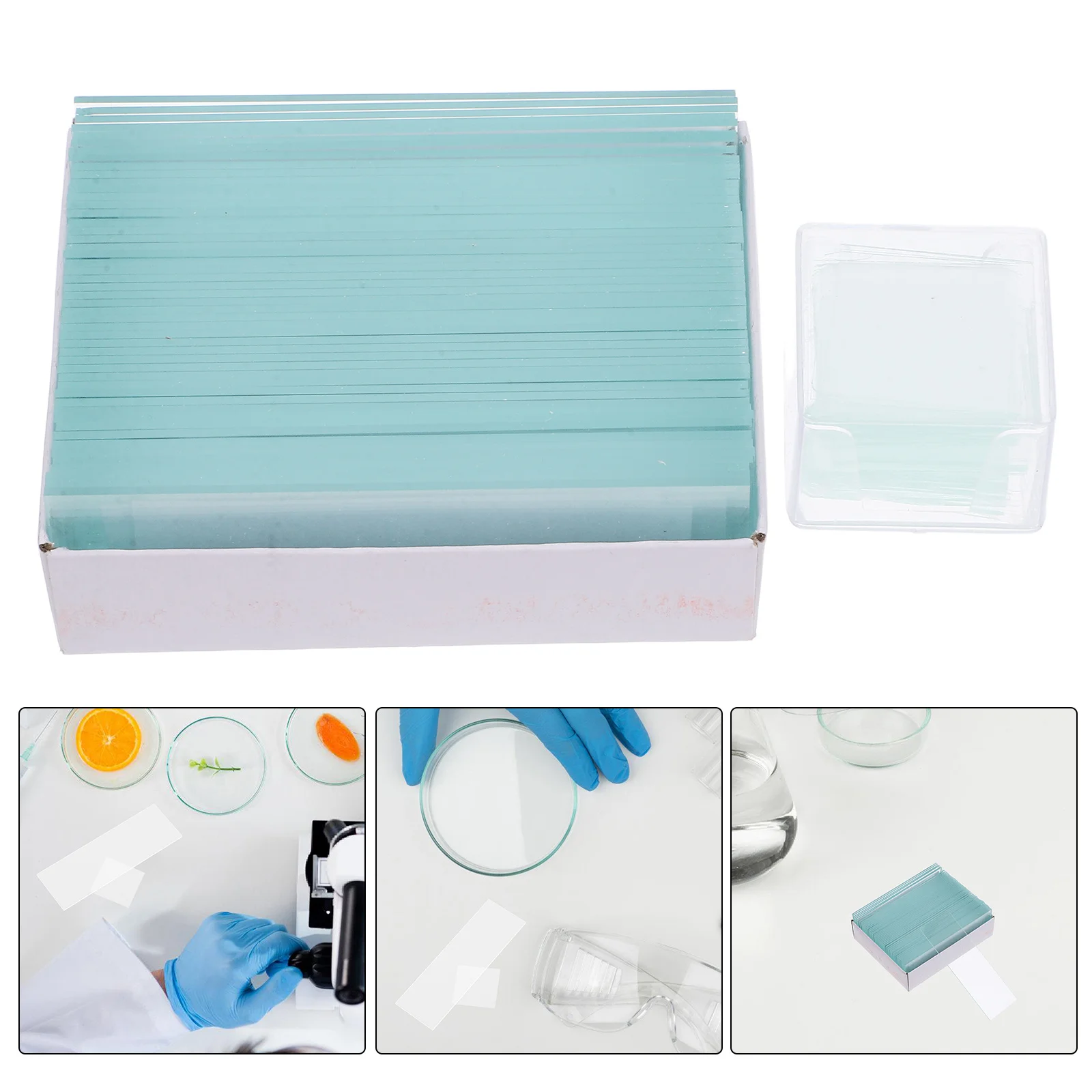 

1 set 1 Set Glass Microscope Slides Cover Slips For Biology Medicine Microscopy Specimen Square Blank Slide Pack Durable