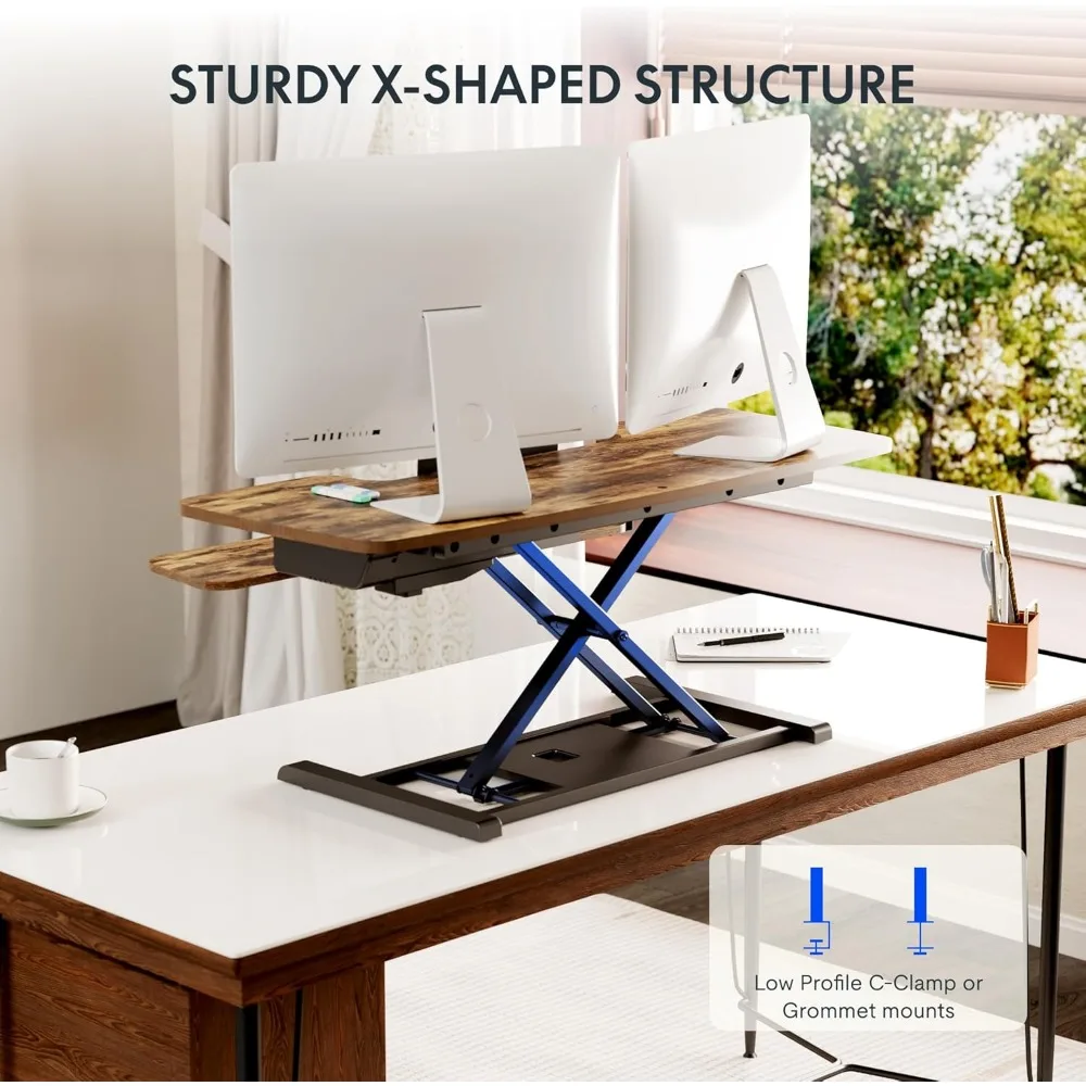 Electric Height Adjustable Desk Converter Strong Motorized Stand Up Desk Riser for Office Use with High Weight Capacity