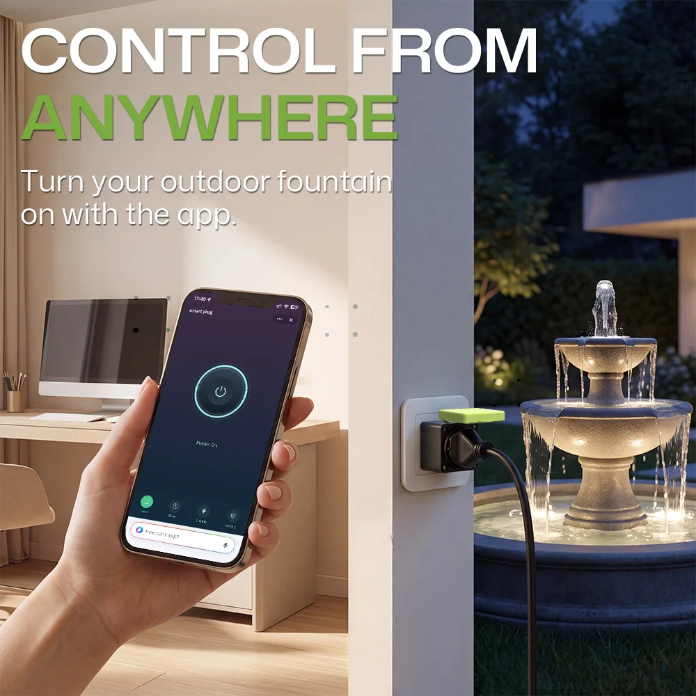 Waterproof Smart Socket With Button Smart Power Switch Outdoor Socket Works with Tuya Smart Life Alexa Google Voice Assitant